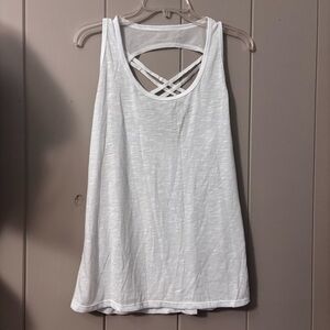 Balance collection white crisscross strappy long tank XL 16/18